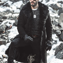 Load image into Gallery viewer, Black Long Mens Leather Jacket Winter