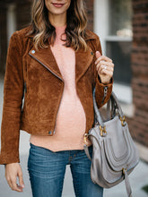 Load image into Gallery viewer, Half High Neck Puff Sleeve Maternity Tops
