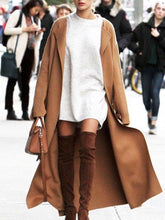 Load image into Gallery viewer, Camel Woolen Long Sleeve Women's Coats
