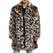 Load image into Gallery viewer, Men's Warm Leopard Coat Mid-Length Casual Jacket
