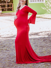 Load image into Gallery viewer, Slim Long-Sleeved Cotton Photo Maternity Dress

