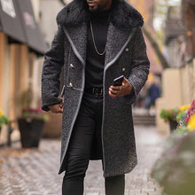 Load image into Gallery viewer, Grey Lapel Thick Fur Collar Men's Coats
