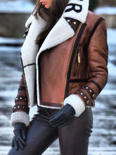 Load image into Gallery viewer, Fashion Lapel Leather Ladies Biker Jacket in Winter

