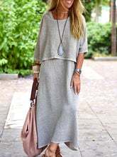 Load image into Gallery viewer, Cotton And Linen Mid-Sleeve Skirt Women's Suit
