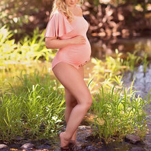 Load image into Gallery viewer, Fashion Sexy Ruffled Off-Shoulder Maternity One-Piece Dress
