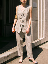 Load image into Gallery viewer, Women's Casual Buttoned Bow Vest And Elasticity Pants Suit
