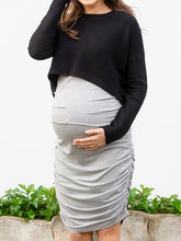 Load image into Gallery viewer, Fashion Knitted Tops And Dress Two-piece For Pregnant Women
