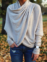 Load image into Gallery viewer, Fashion Women Long Sleeve Pure Color Cross Design Sweater
