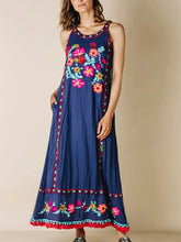 Load image into Gallery viewer, Cotton Blend Embroidery Sleeveless Women's Dress
