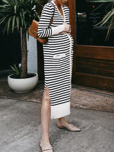 Load image into Gallery viewer, Casual Fashion V-neck Striped Long Sleeve Maternity One-piece Long Dress
