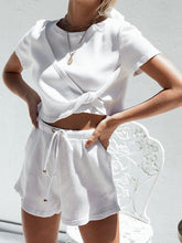 Load image into Gallery viewer, Fashion Cross Design Top and Shorts Suit
