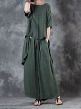 Load image into Gallery viewer, Cotton Linen Stripes Loose Leisure Women's Suit
