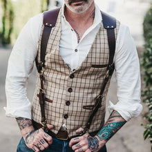 Load image into Gallery viewer, Retro Plaid Sleeveless Gentleman Men's Vests
