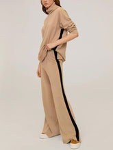 Load image into Gallery viewer, High Neck Color Block Knit Women's Jogging Suits
