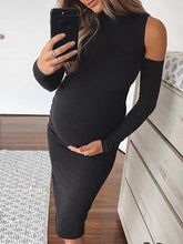 Load image into Gallery viewer, Black Slim Over the Knee Maternity Dresses
