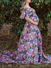 Load image into Gallery viewer, Maternity Sexy Print Ruffled Long Dress
