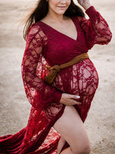 Load image into Gallery viewer, Net Yarn V-Neck Maternity Dresses
