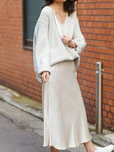 Load image into Gallery viewer, Elegant and Comfortable V-neck Sweater and Long Skirt Suit
