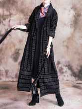 Load image into Gallery viewer, Cotton And Linen Striped Belt Women's Coat
