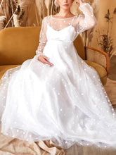 Load image into Gallery viewer, White Lace Polka Dot Photo Maternity Dress
