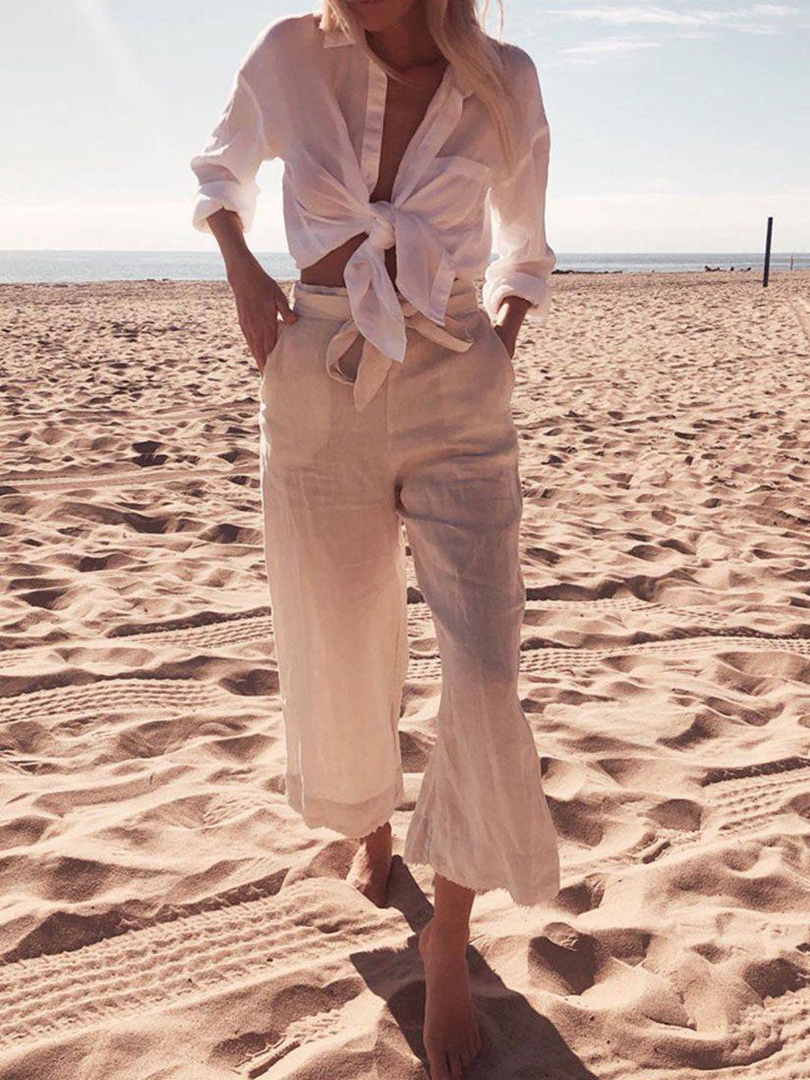 Beach Holiday Cotton and Linen Fashion Suit