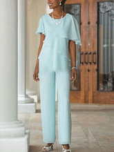 Load image into Gallery viewer, Chiffon Solid Color Ruffle Two-Piece Women's Suit
