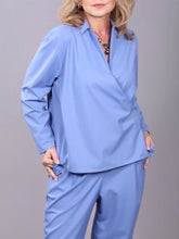 Load image into Gallery viewer, Ladies Fashion V-neck Side Button Shirt Top and Casual Pants Set
