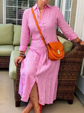 Load image into Gallery viewer, Fashion Casual Striped Shirt Dress

