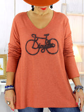 Load image into Gallery viewer, Casual Fashion Bicycle Printing Women's Top
