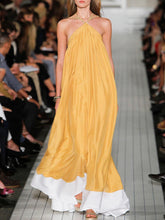 Load image into Gallery viewer, Fashion Halterneck Contrast Color Maxi Dress
