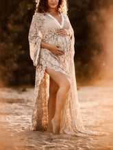 Load image into Gallery viewer, Maternity Sexy V-Neck Lace Stitching Split Photography Dress
