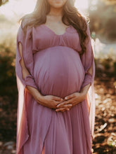 Load image into Gallery viewer, Maternity V-Neck Long Flared Sleeve Chiffon Photography Gown
