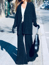 Load image into Gallery viewer, Cardigan and Wide-leg Pants Solid Color Suit
