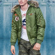 Load image into Gallery viewer, Hooded Plus Fleece Padded Pilot Men's Jacket
