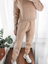 Load image into Gallery viewer, Casual Warm Turtleneck Sweater and Elastic Pants Solid Color Suit
