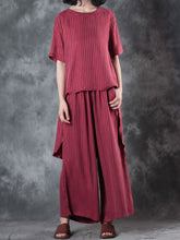 Load image into Gallery viewer, Cotton Linen Stripes Loose Leisure Women's Suit
