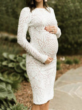 Load image into Gallery viewer, Fashion Pure Color Round Neck Dress for Pregnant Women
