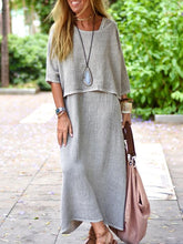Load image into Gallery viewer, Cotton And Linen Mid-Sleeve Skirt Women's Suit
