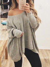 Load image into Gallery viewer, Fashion Round Neck Off-Shoulder Solid Color Knitted Top For Women

