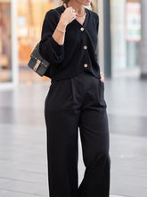 Load image into Gallery viewer, Cardigan Top and Wide-leg Pants Casual Suit
