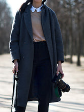 Load image into Gallery viewer, Dark Long Over-The-Knee Woolen Coat Women's Coats
