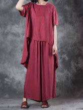 Load image into Gallery viewer, Cotton Linen Stripes Loose Leisure Women's Suit
