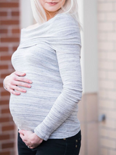 Load image into Gallery viewer, Gray Off-Shoulder Maternity Tops
