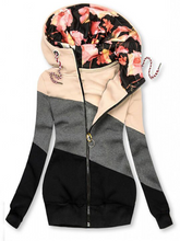 Load image into Gallery viewer, Fashion Irregular Color Block Hooded Coat
