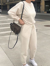 Load image into Gallery viewer, Casual Round Neck Top and Elastic Pants Suit
