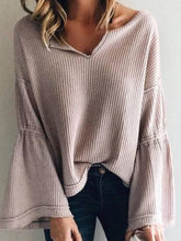 Load image into Gallery viewer, Comfortable V-neck Flared Sleeve Knit Top
