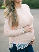 Load image into Gallery viewer, Maternity Casual Round Neck Pure Color Lace Knit Top
