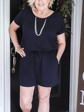Load image into Gallery viewer, Solid Color Round Neck Short Sleeve Women's Suit
