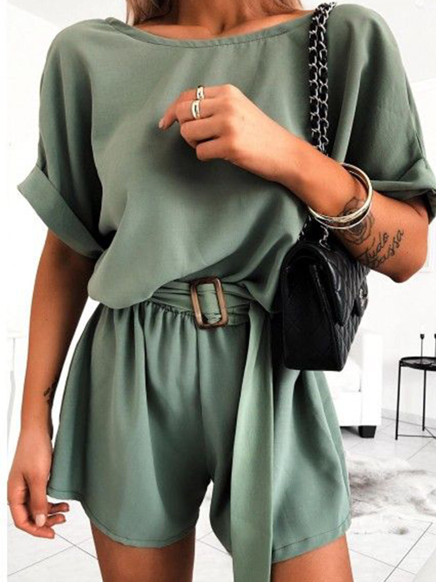 Fashion Casual Short Suit with Belt