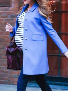 Autumn And Winter Fashion Solid Color Button Coat For Pregnant Women